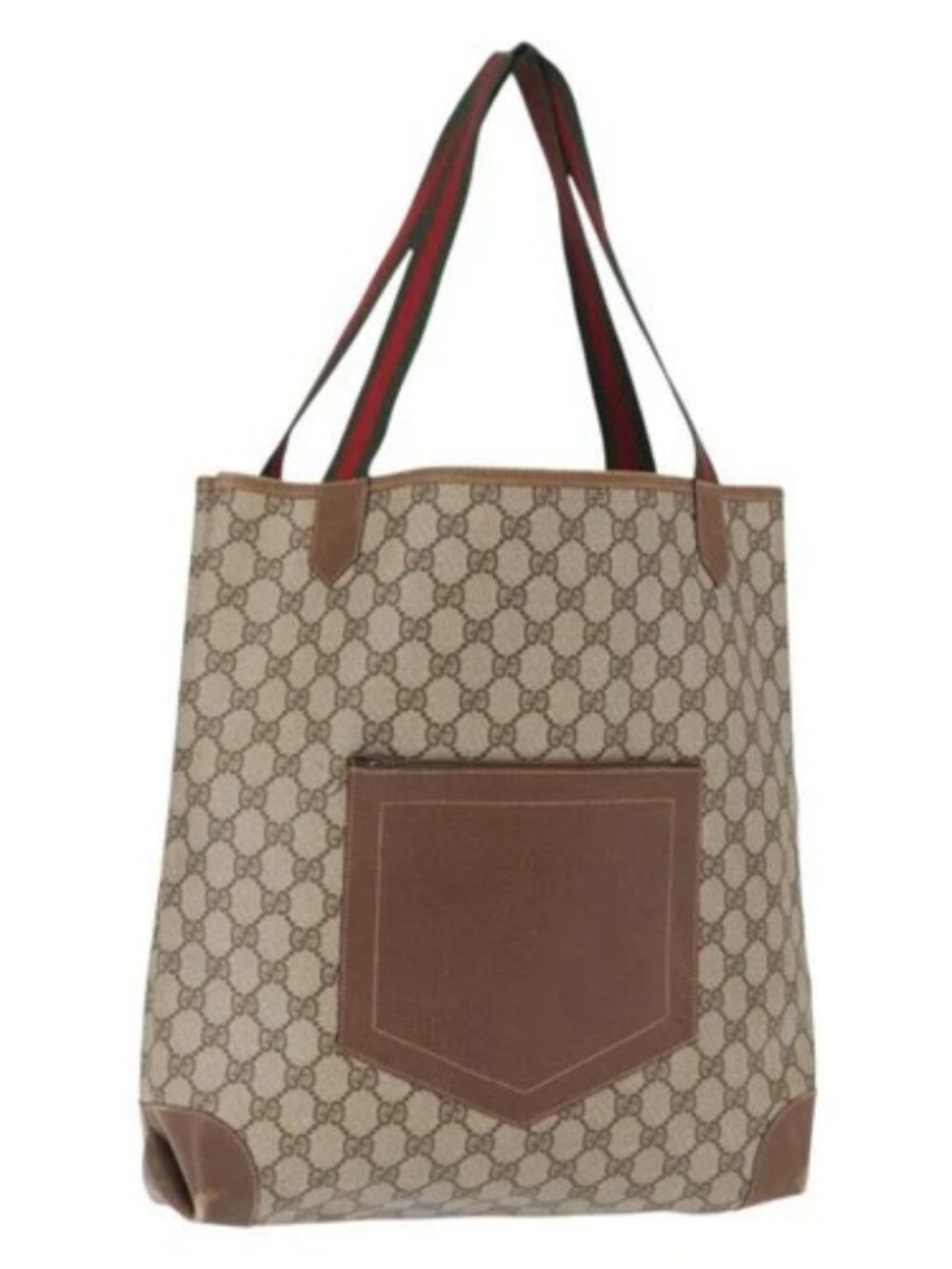 GUCCI GG Supreme Web Sherry Line Bag PVC Beige Gold Red 002 904 0222 Auth 166624 - Picture 1 of 15